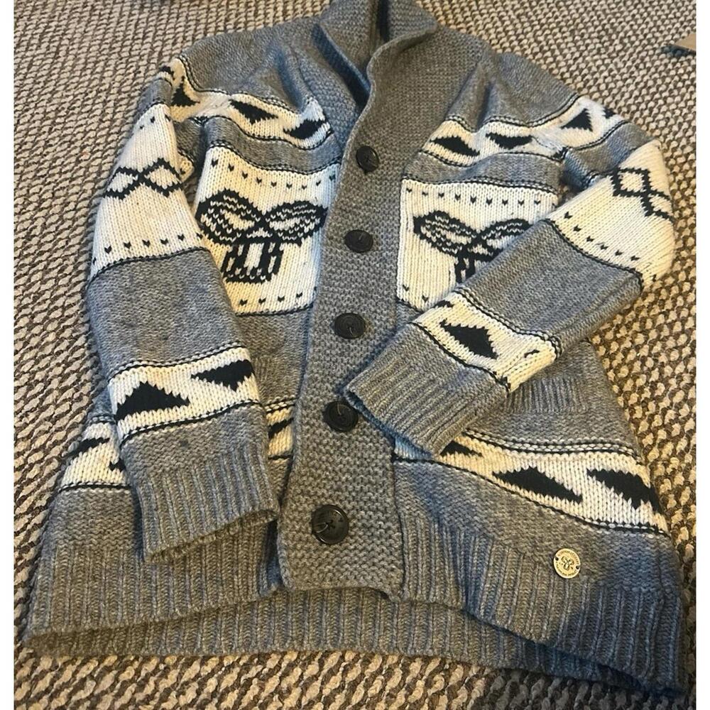 TNA Gray and Cream Cardigan Sweater